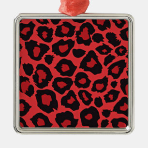 Ornamento De Metal RAB Rockabilly Leopard Print Red Black