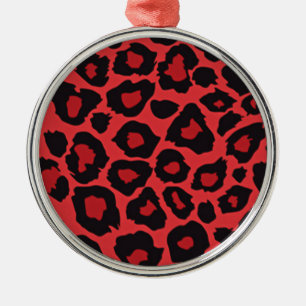 Ornamento De Metal RAB Rockabilly Leopard Print Red Black
