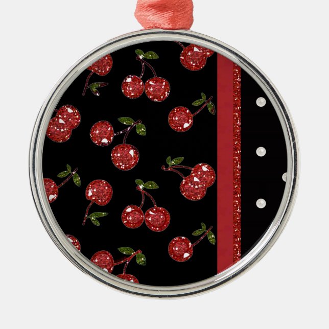 Ornamento De Metal RAB Rockabilly Muito Cherry Black (Frente)