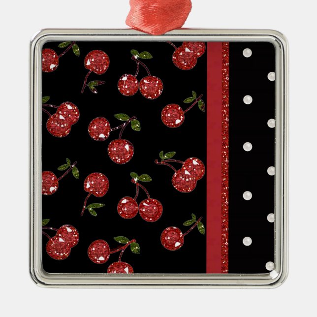 Ornamento De Metal RAB Rockabilly Muito Cherry Black (Frente)