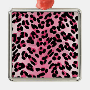 Ornamento De Metal RAB Rockabilly Pink Cheetah Impressão