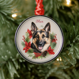 Ornamento De Metal Raça de Cachorro Memorial Pet de Natal german shep