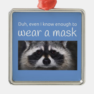 Ornamento De Metal Raccoon Covid pede a máscara de Funnycomb