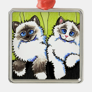 Ornamento De Metal Ragdoll Gata Par de Dolls Off-Leash Art™