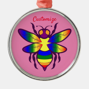 Ornamento De Metal Rainbow Bee Thunder_Cove