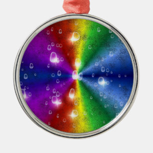 Ornamento De Metal rainbow em elephant skin leatheroptik & raindrops