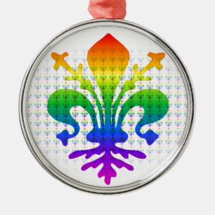 Ornamento De Metal Rainbow Fleur-de-lis