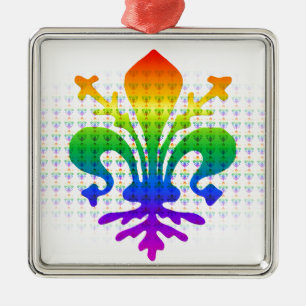 Ornamento De Metal Rainbow Fleur-de-lis