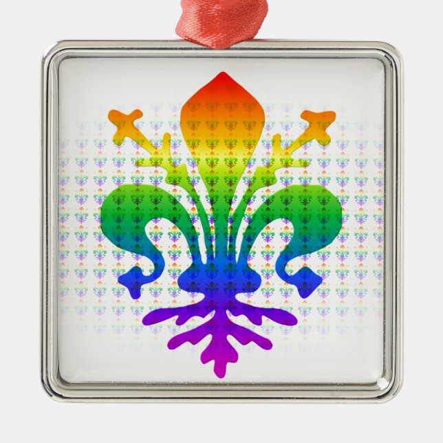 Ornamento De Metal Rainbow Fleur-de-lis (Frente)