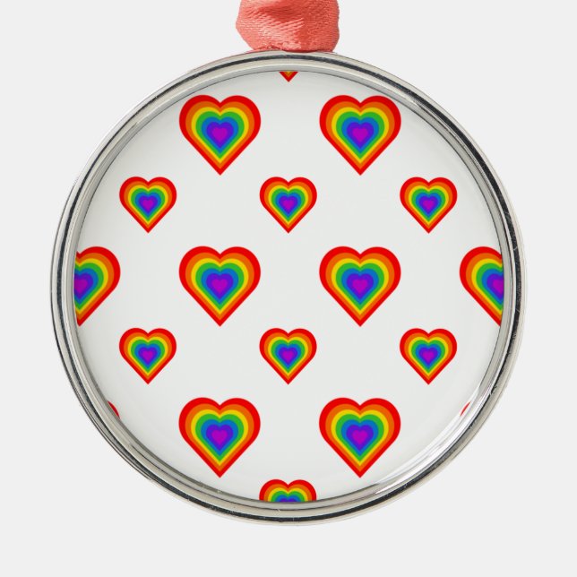 Ornamento De Metal Rainbow Heart (Frente)