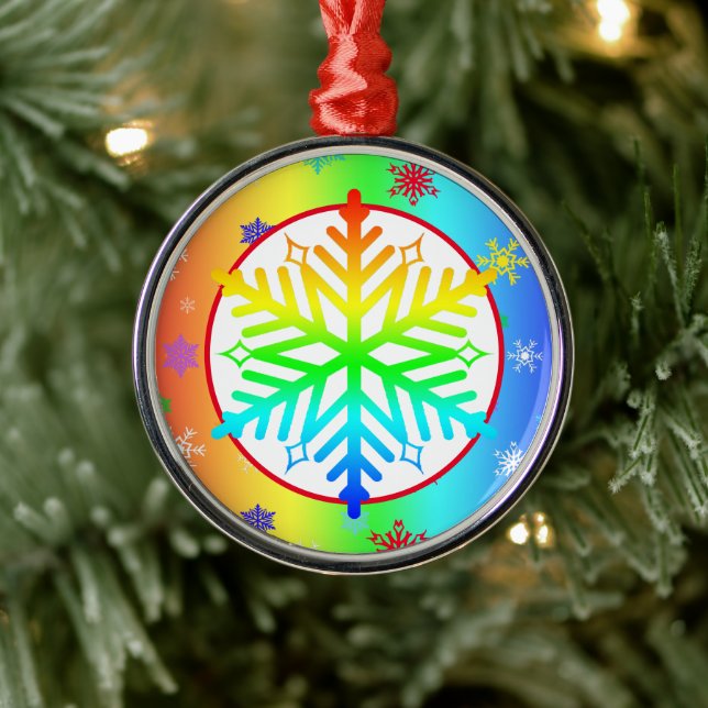 Ornamento De Metal Rainbow Snowflakes Natal LGBTQ (Árvore)