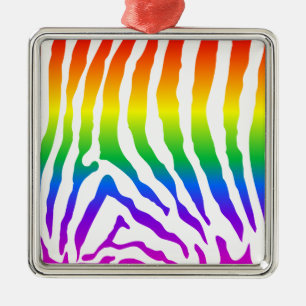 Ornamento De Metal Rainbow Zebra Pattern