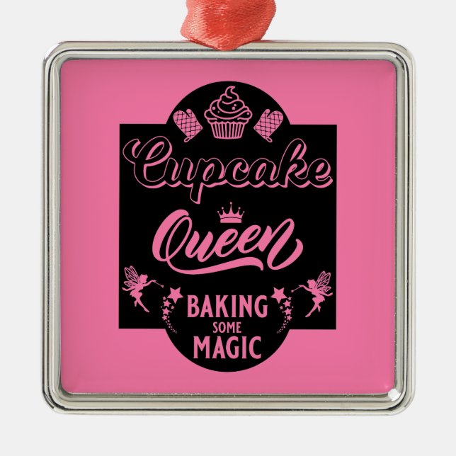 Ornamento De Metal Rainha cupcake (Frente)