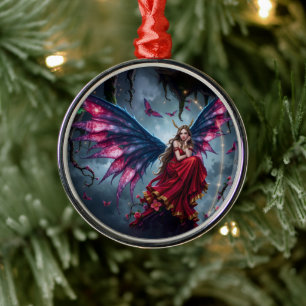 Ornamento De Metal Rainha das Fadas da Fantasia Sombria com Asas de B