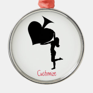 Ornamento De Metal Rainha de Espadas Segurando o Trovão de Ás Negra