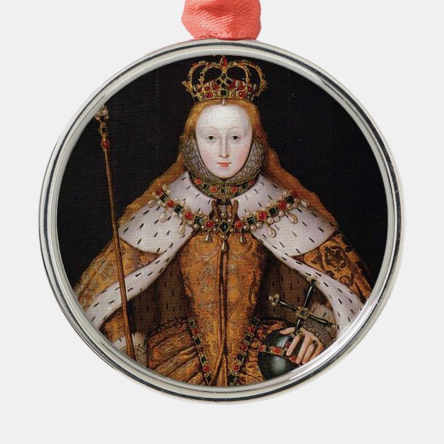 Ornamento De Metal Rainha Elizabeth mim (Frente)