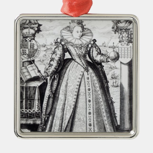 Ornamento De Metal Rainha Elizabeth mim 1596 (Frente)