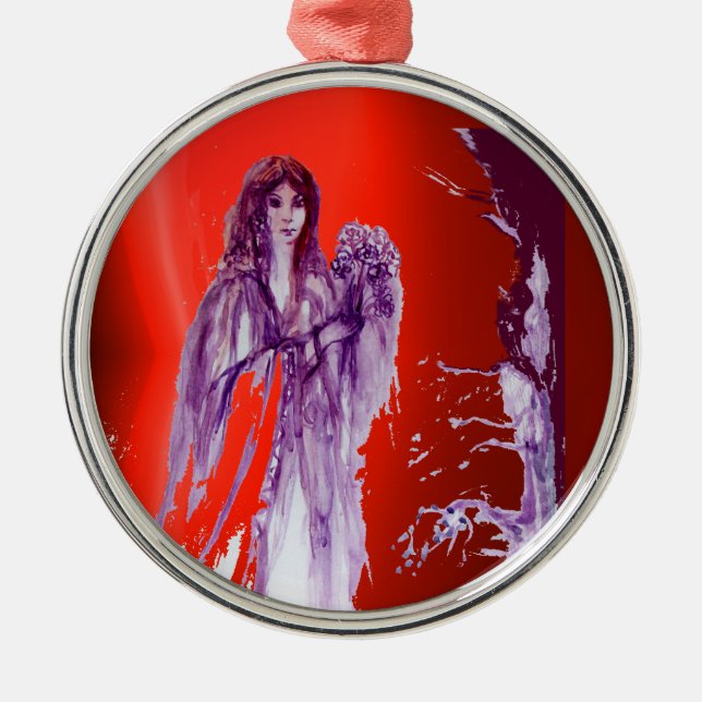 Ornamento De Metal RAINHA GUINEVERE, LENDA REI ARTHUR Vermelho Roxo (Frente)