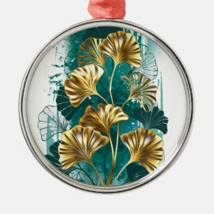 Ornamento De Metal Ramificação com Ouro deixa Ginko Biloba