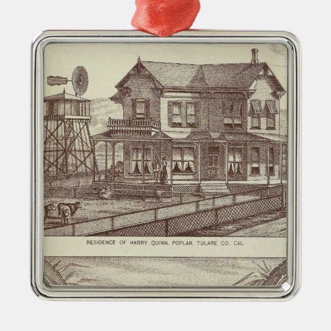 Ornamento De Metal Ranches, Poplar, Cal (Frente)