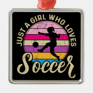 Ornamento De Metal Rapariga ama futebol Colorida Sunset