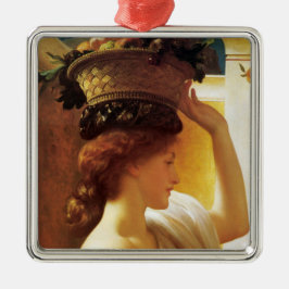 Ornamento De Metal Rapariga com cesta de Fruta (por Frederic Leighton