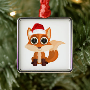 Ornamento De Metal Raposa de Natal Fofa Desenho Animado Festa de Féri