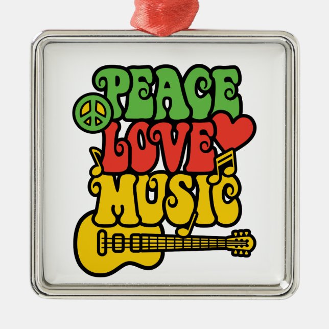 Ornamento De Metal Rasta Peace-Love-Music (Frente)
