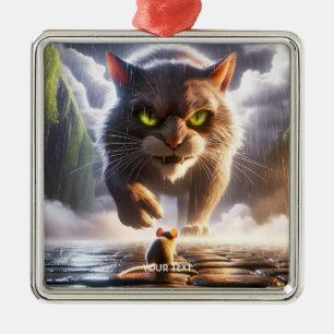 Ornamento De Metal Rato E Gato Fantásticos