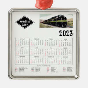 Ornamento De Metal Reading railroad calendar