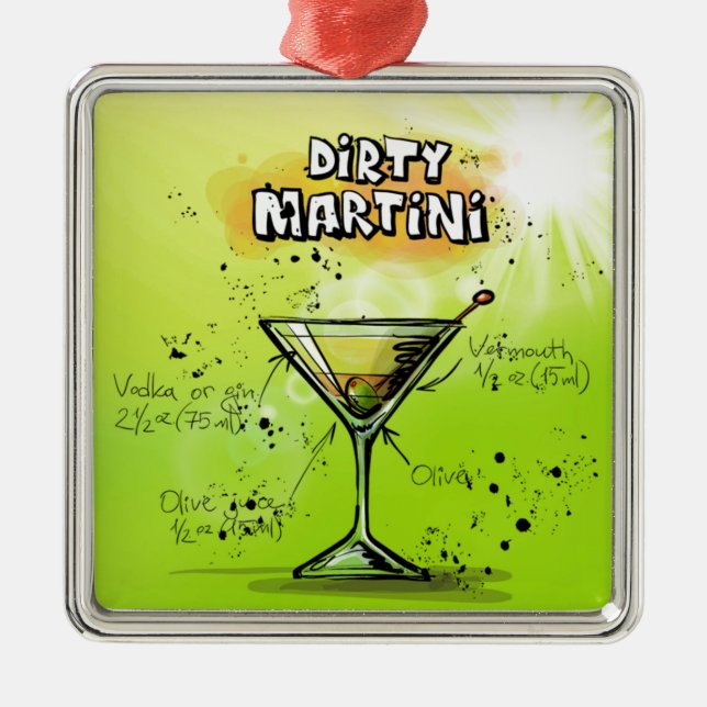 Ornamento De Metal Receita de Martini Cocktail (Frente)