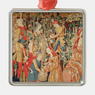 Ornamento De Metal Recolhendo uvas, detalhe da colheita da uva