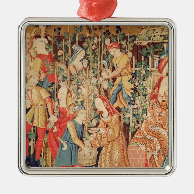 Ornamento De Metal Recolhendo uvas, detalhe da colheita da uva (Frente)