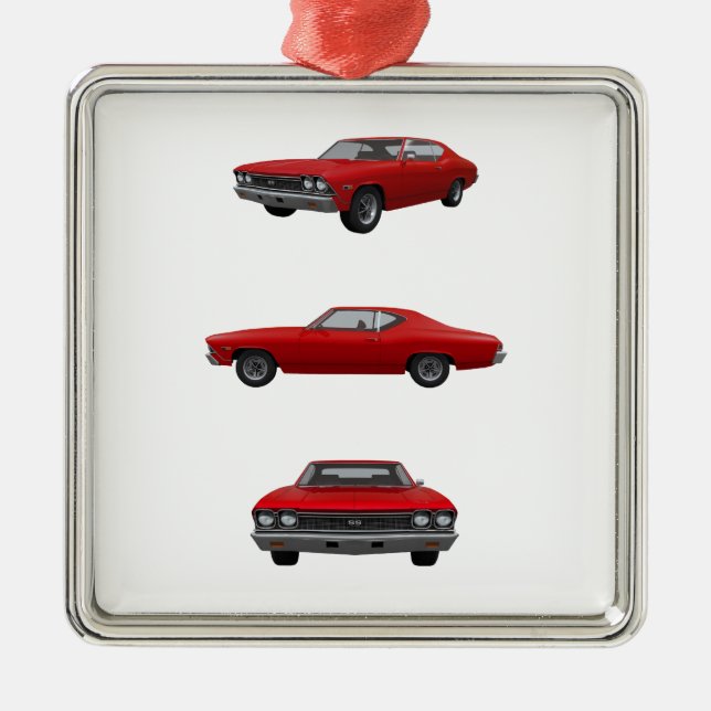 Ornamento De Metal Red 1968 Chevelle SS: (Frente)
