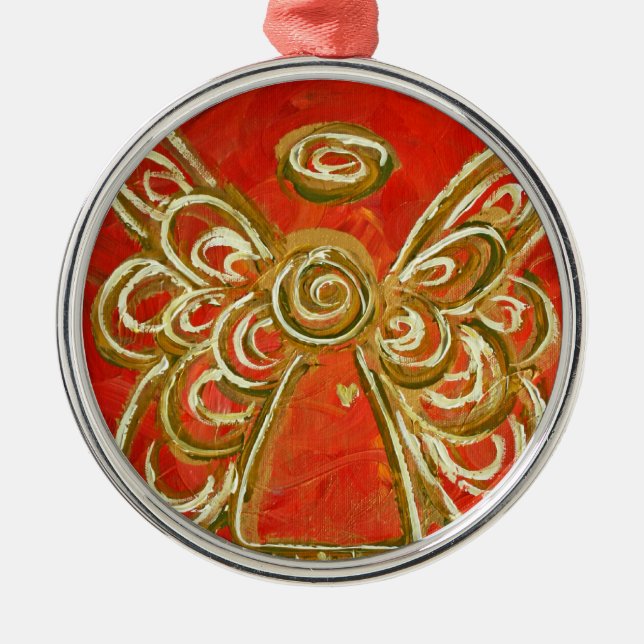 Ornamento De Metal Red Angel Ornament (Frente)