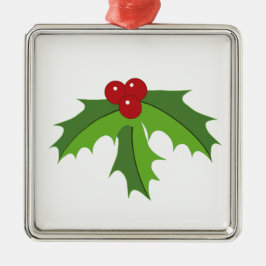 Ornamento De Metal Red Berry Holly