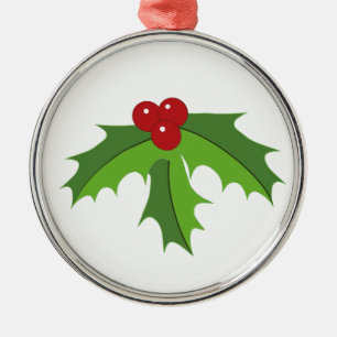 Ornamento De Metal Red Berry Holly
