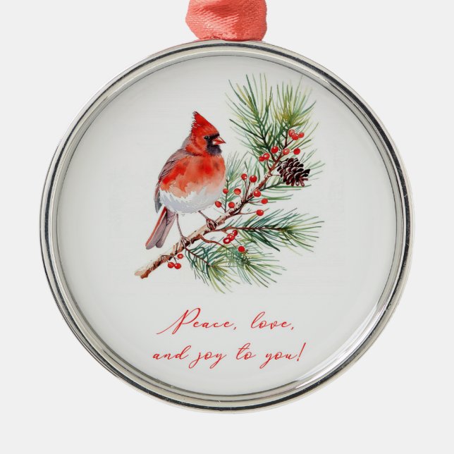 Ornamento De Metal Red Bird Cardinal Christmas Ornament (Frente)
