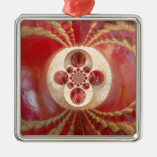 Ornamento De Metal Red Cricket Balls Abstrato