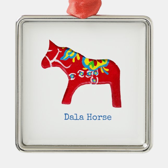 Ornamento De Metal Red Dala Horse Ornament (Frente)