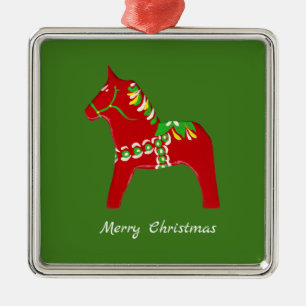 Ornamento De Metal Red Dala Horse Ornament