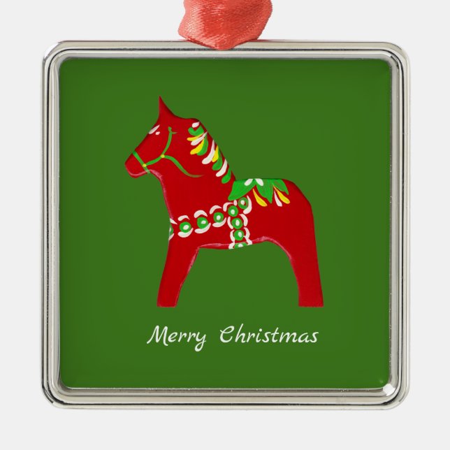 Ornamento De Metal Red Dala Horse Ornament (Frente)
