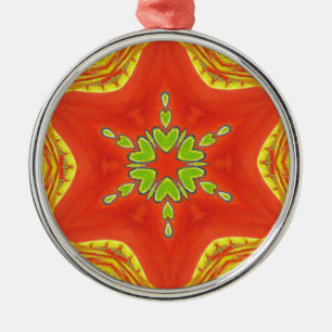 Ornamento De Metal Red Dourada Mandala Art Impressão