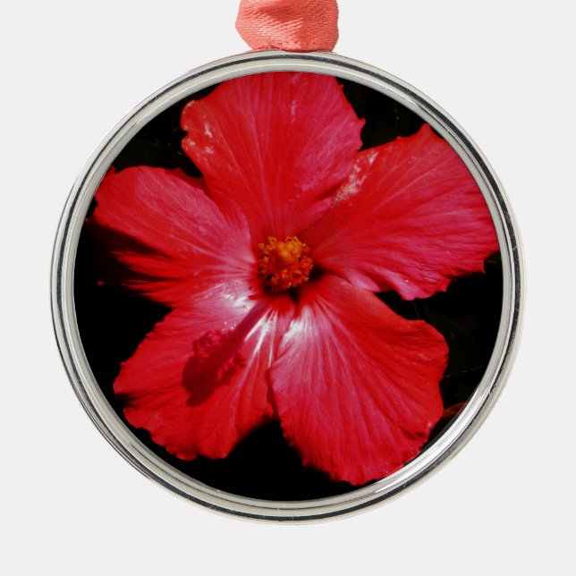 Ornamento De Metal Red Hibiscus (Frente)