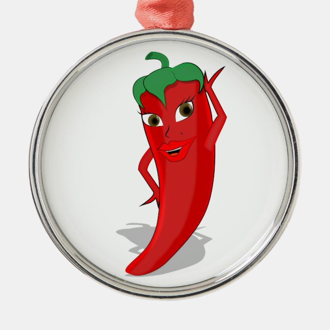 Ornamento De Metal Red Hot Pepper Diva (Frente)