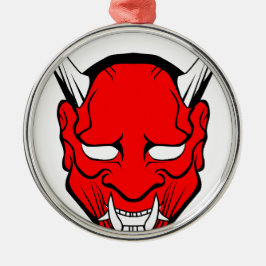 Ornamento De Metal Red Japan Hannya Mask