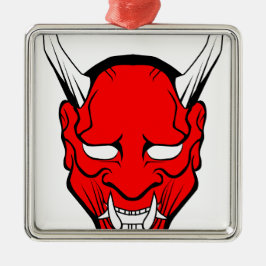 Ornamento De Metal Red Japan Hannya Mask