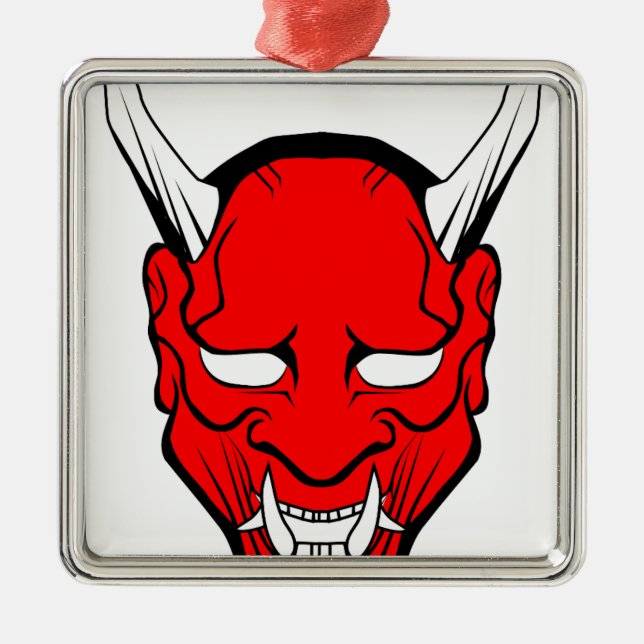 Ornamento De Metal Red Japan Hannya Mask (Frente)