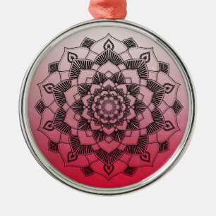 Ornamento De Metal Red Mandala Abstrato Belo Natal