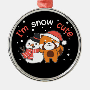 Ornamento De Metal Red Panda, sou Snow Cute Snowman Snow Pun Cerâmica
